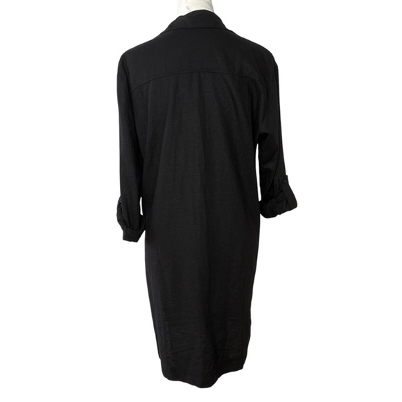 YFB Young Fabulous And Broke Black Linen Blend Shirt Dress Button Down Tab - Picture 4 of 7